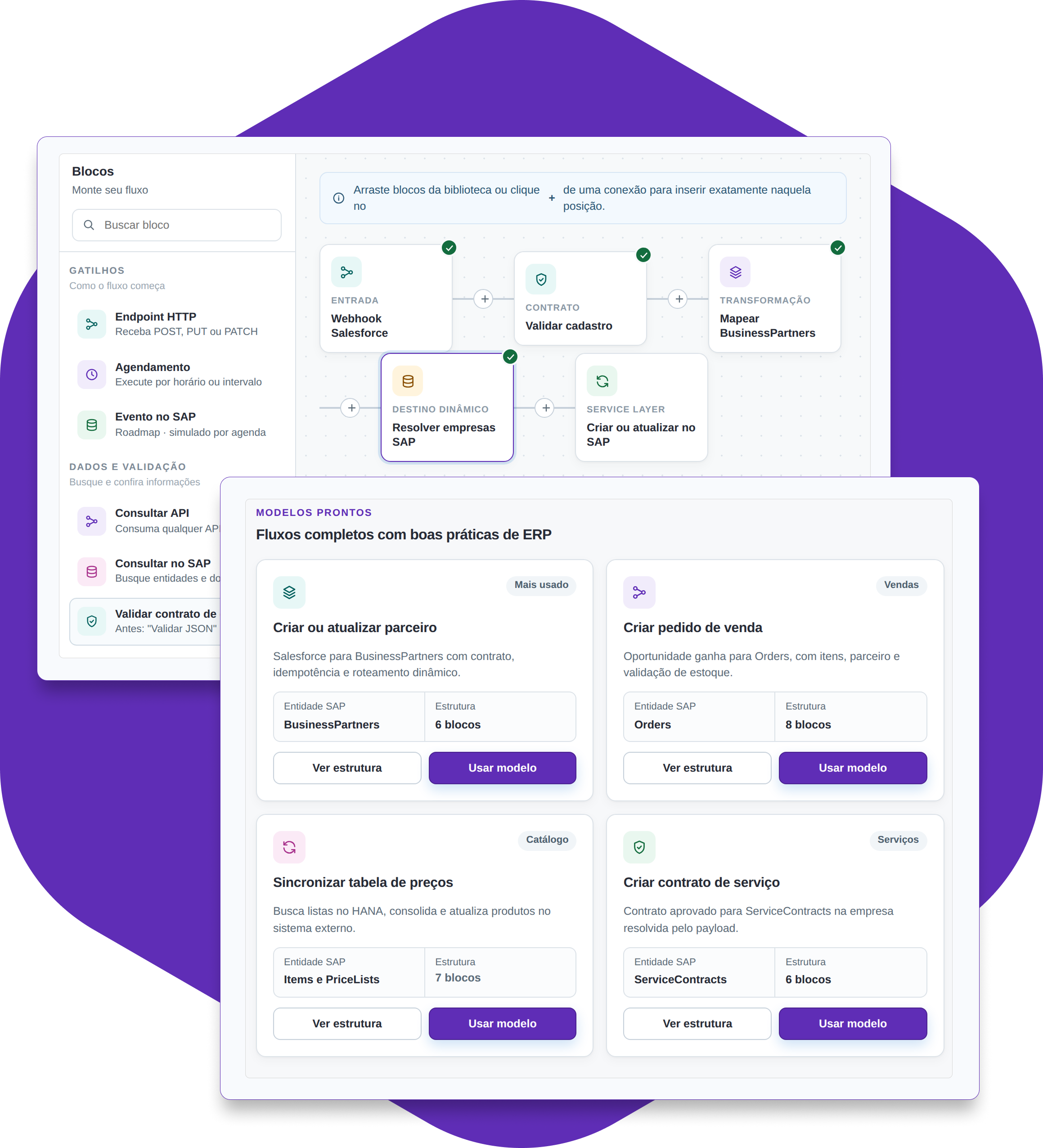 Tela do OctaOne com fluxos publicados e versionados