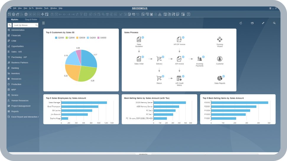 Tela do SAP Business One: produção